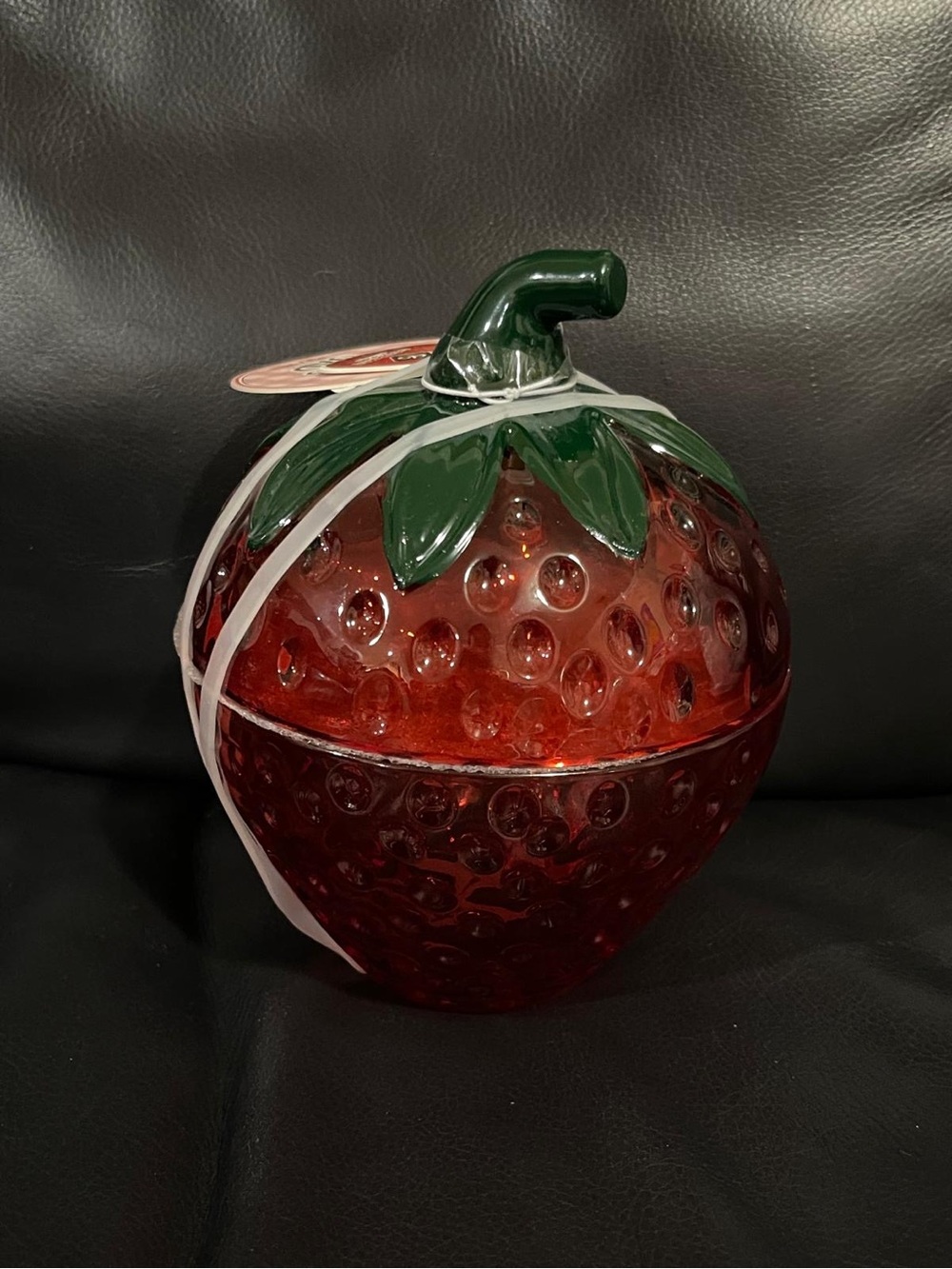 Gourmet Kitchen Glass Strawberry Shaped Jar - Red Glass Strawberry Jar